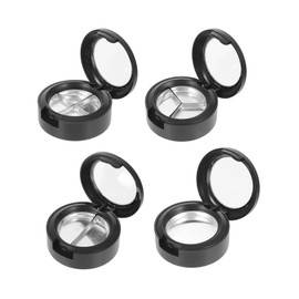 KALLORY Black Eyeshadow 4 Pieces Empty Makeup Box, Round Magnetic Eyeshadow Containers Makeup Storage Cases Tools for DIY Eyeshadow Pallets