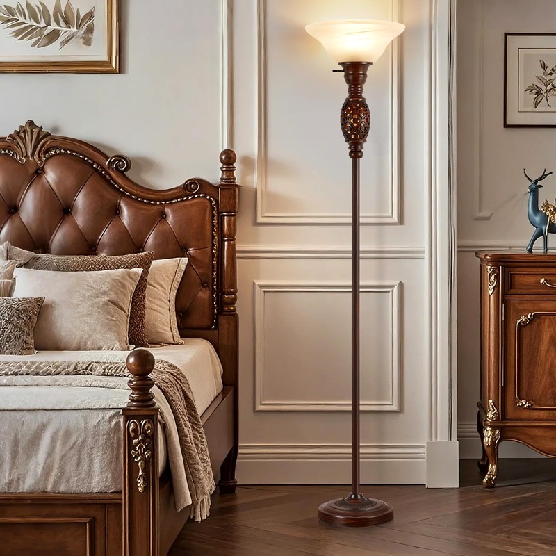 70" Torchiere Floor Lamp with NightLight - Victorian Style Standing