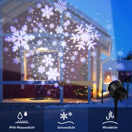 ROVLAK Projector Christmas Outdoor LED Christmas Projector Lamp IP65 Waterproof with Snowflakes Projection Lamp Remote Control Christmas Snowfall Effect Light Projector Lamp Outdoor Indoor