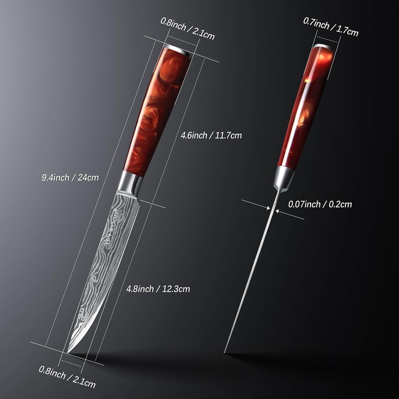 YFWOOD Steak Knives Set of 4, 4.8 Inch Non Serrated