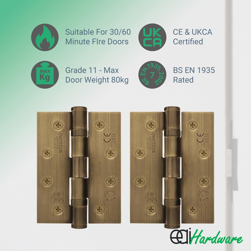 EAI Bronze Door Hinges | 4 Inch / 102mm Florentine