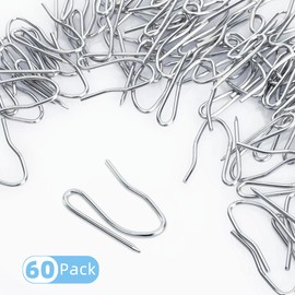 VRSS Drapery Hooks Pins for Curtains, 1.2 Inch Stainless Steel Curtain Hooks, Pin-On Drapery Hooks (60)