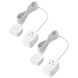 SURAIELEC Extension Cord with Switch On/Off Plug, 6FT Flat Braided Outlet Power Cable, 3 Prong Grounded Plug, Wall or Table Use, Ideal for Lamps, Christmas Light, Audio, Holiday Lights, White, 2 Pack