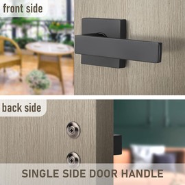 KNOBWELL 6 Pack Heavy Duty Dummy Door Handle Door Leversets, Dummy Lever, Single Sided Handle for Both Right/Left Handed Doors, Matte Black Finish 0.93 lb One Lever (Only One Side Use)