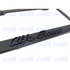 Unbranded 1pc 3D Black AlfaRomeo Emblem Badge BLACK Stainless Metal License Plate Frame