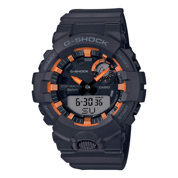 Casio G-Shock GBA/GBD-800 Series Wristwatch, Pedometer, Equipped with Bluetooth, Limited Edition / Black x Orange, Combi