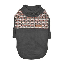 Puppia Yule Winter Round Neck Shirts Checkered Pattern for Small and Medium Dogs, Dark Grey, Large
