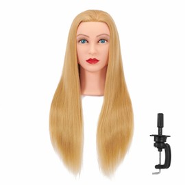Headfix 26"-28" Long Hair Mannequin Head Synthetic Fiber Hair Hairdresser Practice Styling Training Head Cosmetology Manikin Doll Head with Clamp (6F2026W2720)