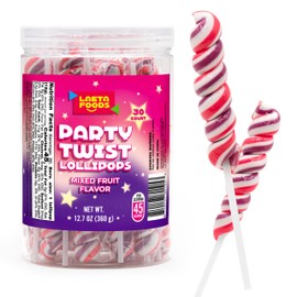 Swirl Lollipops | 30 Count Jar | Mixed Fruit Flavor | Pink Lollipops Individually Wrapped | Twisty Suckers Party Favor Candy for Girls' Themed Events | Pink Candy
