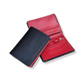 STARHIDE Minimalist Black Red Wallet, Bifold RFID Blocking Wallet Men UK, Luxury Genuine Leather Zipped Coin Pocket Wallet, Men's Gift #815