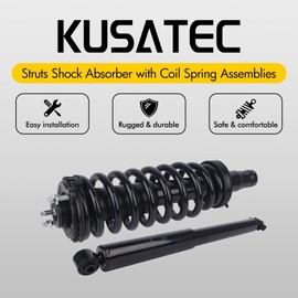 KUSATEC Front & Rear 4pcs Complete Struts Shock Absorber Assemblies fit for Buick Rainier Chevy Trailblazer EXT GMC Envoy XL XUV Isuzu Ascender Oldsmobile Bravada Saab 9-7x; 171341x2+37241x2