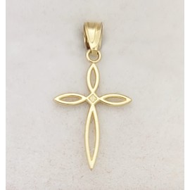 AMZ Jewelry 10k Yellow Gold Small Cross Pendant Gold Cross For Gold Necklace