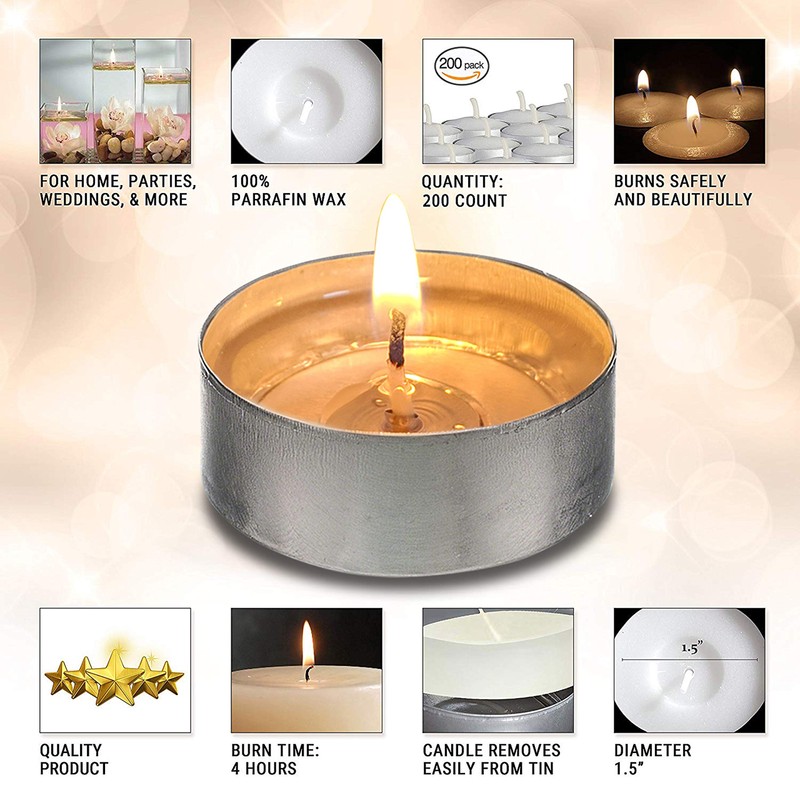 Ohr Tealight Candles - 200 Pack Bulk Tea Lights Candles
