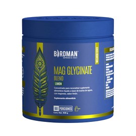 BIRDMAN Mag Glycinate Blend | Glicinato y Citrato de Magnesio en Polvo 400 mg | Apoya tu Alimentación Diaria | Fórmula Natural Sin Aditivos | Sin Azúcar | Sabor Limón | 60 Porciones | 408g
