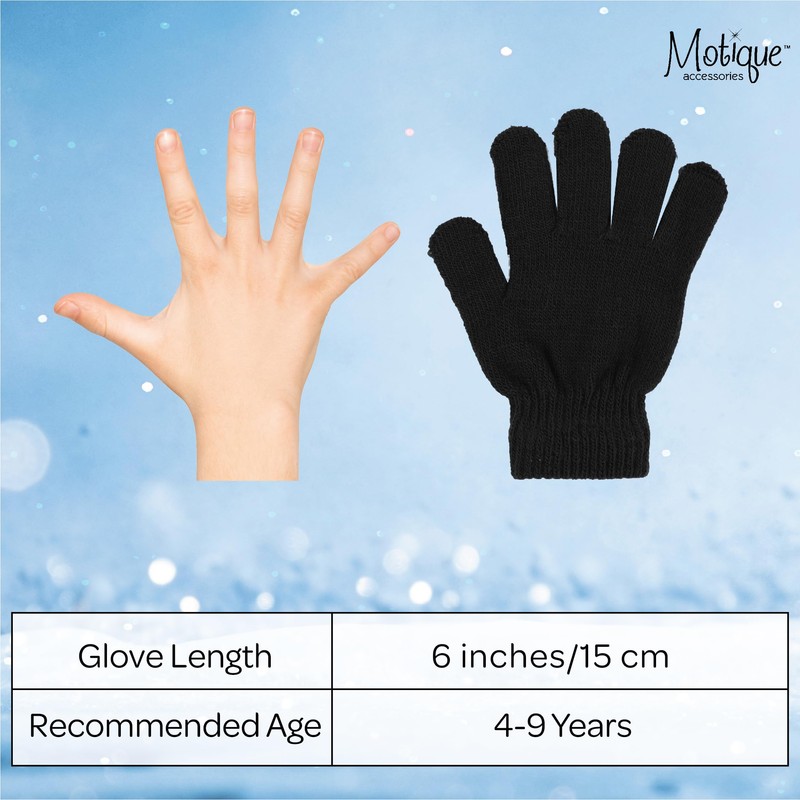 Motique Accessories Black Kids Gloves Magic Knit Gloves for Girls/Boys