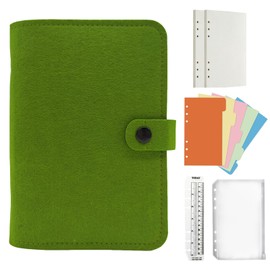 Jalach Felt Ring Binder A5 A6 Refillable A6 A5 Binder with 90 Sheets Paper Dotted Notebook Ring Binder Diary Planner Calendar Organiser for Work School Recipes Travel