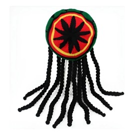 Peluca Rastas Gruesa Con Gorra Bob Marley Reggae Sombrero Color Negro