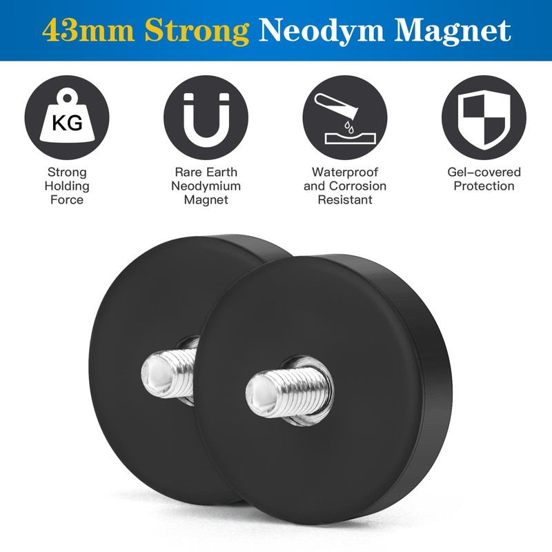Wukong Rubberised Magnets Diameter 22 mm, Pack of 4 Strong