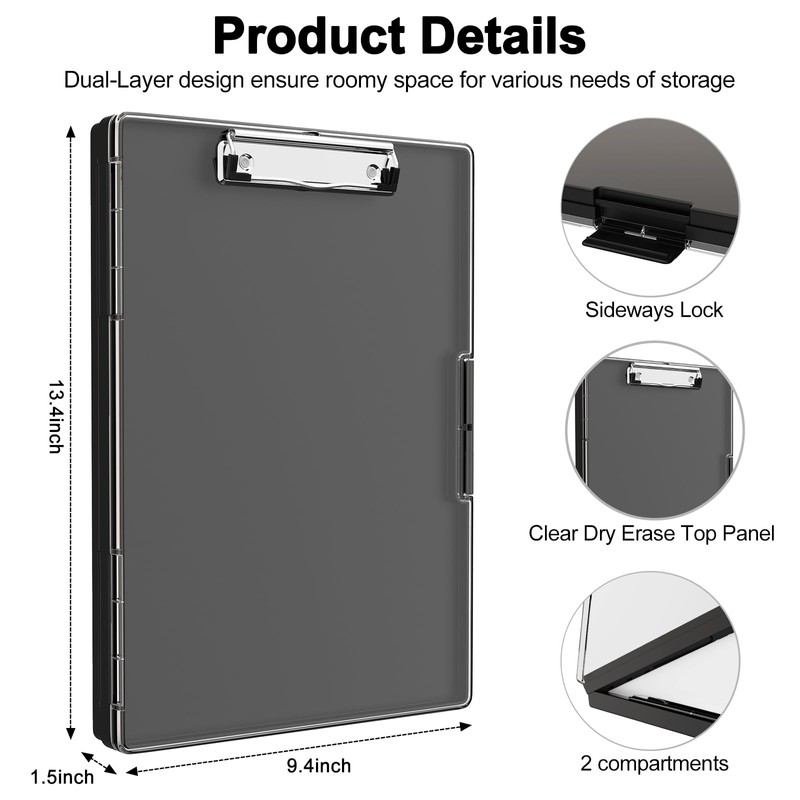Piasoenc Clipboard with Storage, 8.5 x 11 Clip Boards with