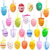 Auejacky Pack of 24 Colourful Easter Eggs for Hanging, Easter