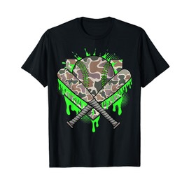 Baseball Drip For Boys Ice Cream Dripping Boys Baseball Camo T-Shirt