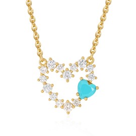 JUDAILY Cute Heart Necklace for Women: 14K Gold Plated Open Heart Pendant Non-Tarnish Simple Dainty Gold Necklace for Women Trendy Jewelry Gifts for Women