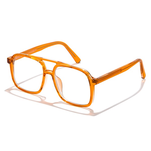 FEISEDY Aviator Blue Light Blocking Glasses Fake Nerd Clear Oversized