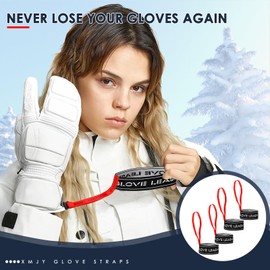 XMJY 2 Pairs Women's Sport Glove Straps - Ski Glove Leash Elastic Wrist Handcuffs,Perfect Mountaineering & Ski Accessories for Hanging Gloves(Size 5-9)