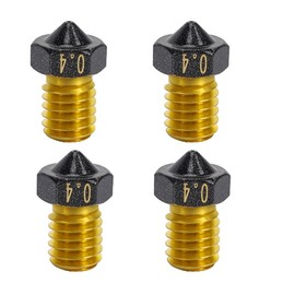4-Pack Non Stick PTFE Coated m6 Nozzle 0.4mm Compatible with Anycubic Kobra Mega S X Chiron, Prusa i3 MK3S Prusa Mini Mini+ Extruder V6 Hotend 3D Printer (4x0.4mm Nozzles)