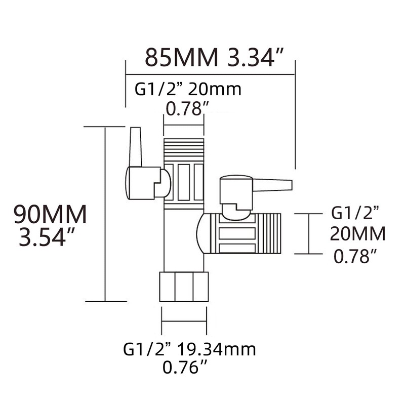 Ciencia Brass Water Diverter 3 Way Shower Diverter Valve T