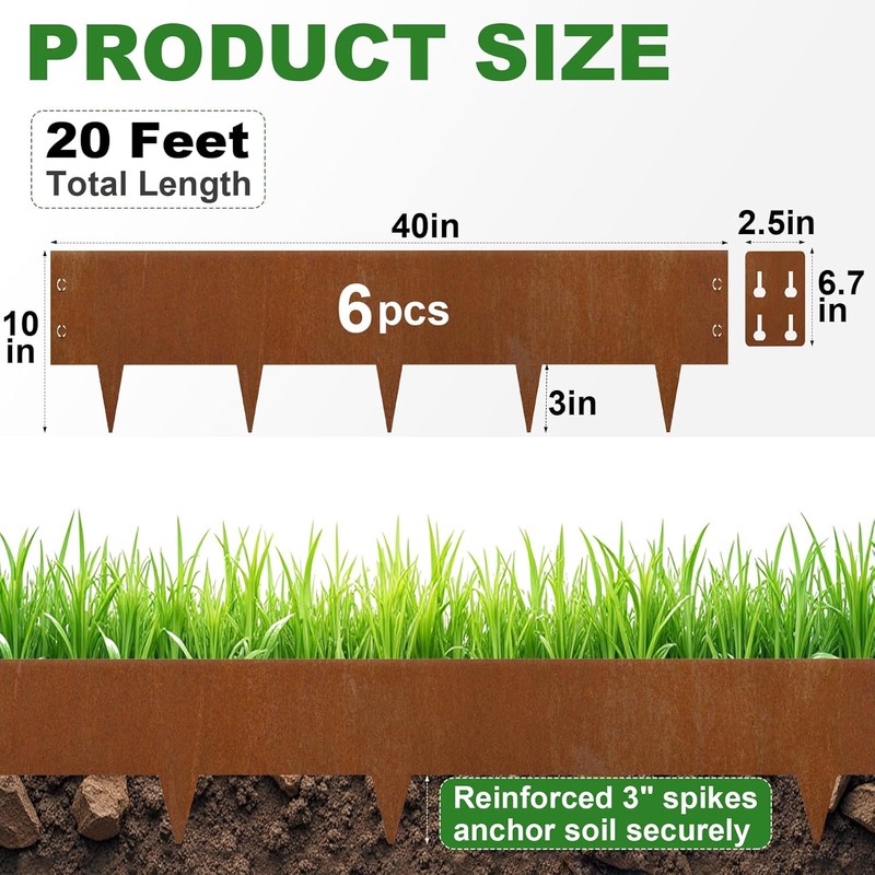 Cor Ten Steel Landscape Edging 20FT Kit – Bendable Design