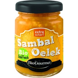 BioGourmet Sambal Oelek Extra Spicy - Yellow Organic Chili Paste with Intense Aroma, Vegan, No Additives, Perfect for Curry, Pasta & More - 103 g Jar
