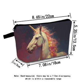 MoCaliduccious Unicorn Print Cosmetic Bag Travel Makeup Organizer with Zipper Stylish Toiletry Pouch for Adults Holiday & Birthday Gift Idea