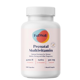FullWell Women's Prenatal Multivitamin with Lemon Essence - Healthy Pregnancy Support - Contains Choline & Folate - Supports Fetal Growth & Brain Development* - 240 Count (30 Servings)