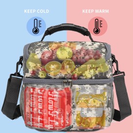 FlowFly Double Layer Cooler Insulated Lunch Bag Adult Lunch Box Large Tote Ba...