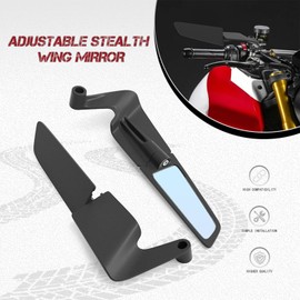 MFGZD 360° Rotating Motorcycle Wing Rearview Mirrors Fit for Duke 390 790 1290 MT-07 MT09 S1000 Z650 Z900 Z1000 GSXS750 Street Bike Adjustable Stealth Wing Mirror for Kawasaki Yamaha Suzuki Honda