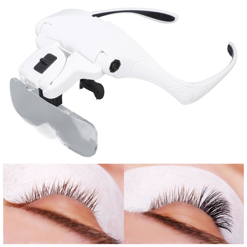 Magnifying Glasses for Eyelash Extensions with 2 LED Light Headband