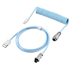 High-QualityDouble-Sleeved Mechanical Keyboard Cable with Detachable Metal Aviator - Compatible with Mechanical and Gaming Keyboards - 1.5m Length for Flexible Use -USB-C to USB-A (Blue)