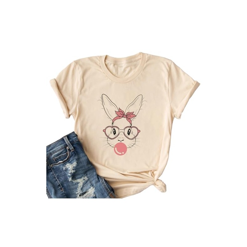 Yimoya Happy Easter Shirt Cute Easter Tees Leopard Bunny Rabbit