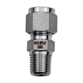 Mogankey 304 Stainless Steel Compression Fitting 3/8" Tube OD x 1/4" NPT Male Straight Adapter Connect with Double Ferrules (1/4 NPT x 3/8"OD)