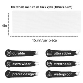 OK TAPE Turf Tape, Precut Extra Wide Turf Tape Footabll Turf Burn, White Athletic Tape Waterproof, Durable and Super Sticky Kinesiology Tape, 4in x 21ft (4in x 15.75in/16pcs)