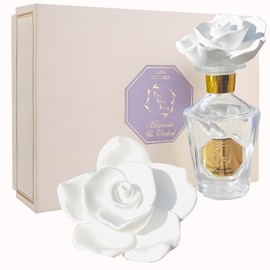 Reed Diffuser Set, Pretty Valley Home Diffuser Rose Petals Gypsum White Flower Oil 100Ml / 3.38fl OZ Gift Box for Bathroom Office Bathroom Living Room Decor (Magnolia & Orchid)