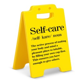 Spa Desk Little Signs Decor for Spa Room Bathroom, Self Care Gifts for Women Men, Massage Room Decor Self Care Definition Desk Sign
