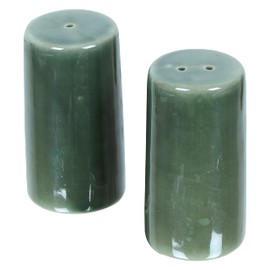 Salt & Pepper Shakers - Vintage Ceramic Salt & Pepper Shaker Set - Retro Farmhouse Home Decorative Jar Dispenser for Kitchen Olive Green (Set of 2)