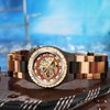 Tiong Men's Wooden Watch Automatic Winding Wooden Watch,Attractive Brown Wooden