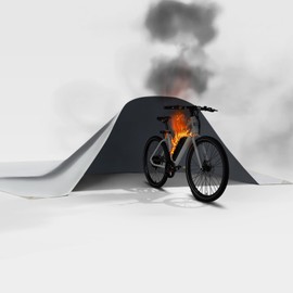 FLASLD Fireproof Lithium Battery Cover, Fastest & Simplest Way to Isolate and Extinguish Small Fires, Fire Blanket for E-Scooter and E-Bike (118×118 inch - Grey)