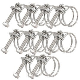 40-45mm Double Wire Hose Clamps, 201 Stainless Steel Hose Clips, Universal Plumbing Pipe Tube Fastener Adjustable Hose Hoop (Pack of 10)