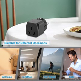 Pack of 3 Universal Travel Adaptor Plugs, Australia to EU Travel Adapter, China to EU Schuko Plug Adapter, Travel Plug, Australia/China/New Zealand and Fiji Plug to German, Black