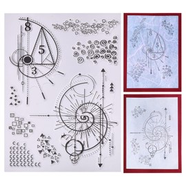 GLOBLELAND Fibonacci Texture Background Clear Stamps for Cards Making Creative Science Clear Stamp Seals Transparent Stamps for DIY Scrapbooking Photo Album Journal Home Decoration