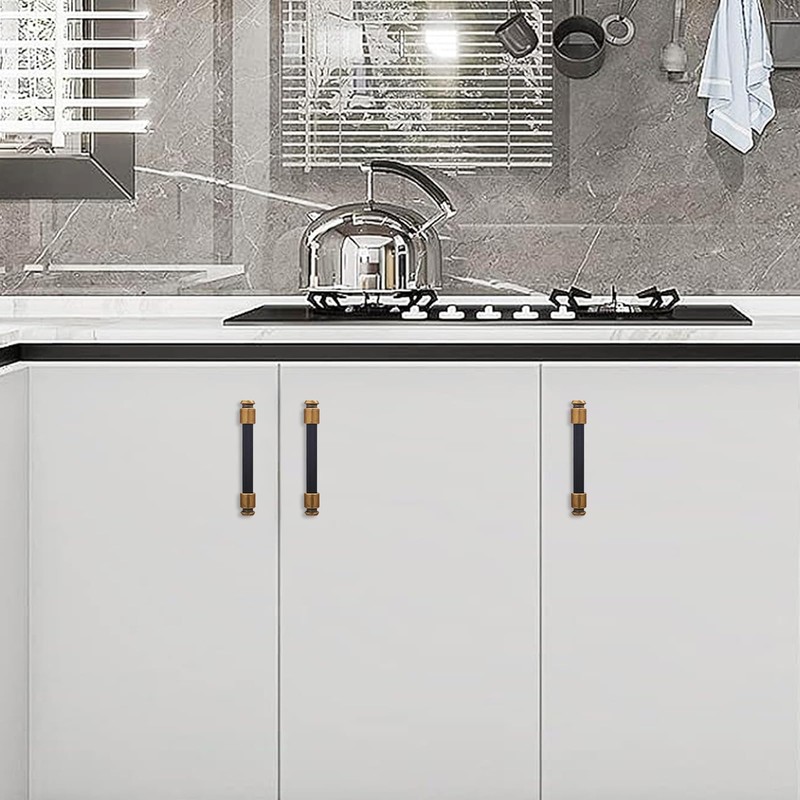 POVEFONK 10 Pack 3-3/4 inch(96mm) Black and Antique Brass Kitchen
